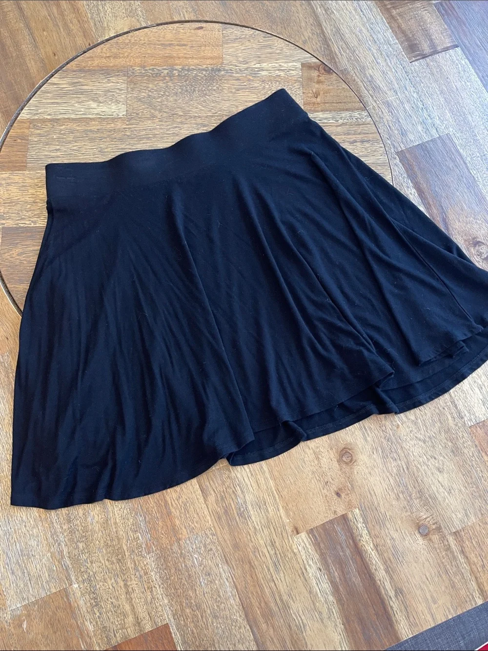 Decree‎ Black Skater Skirt Wide Waistband Flowy Mini Skirt Large